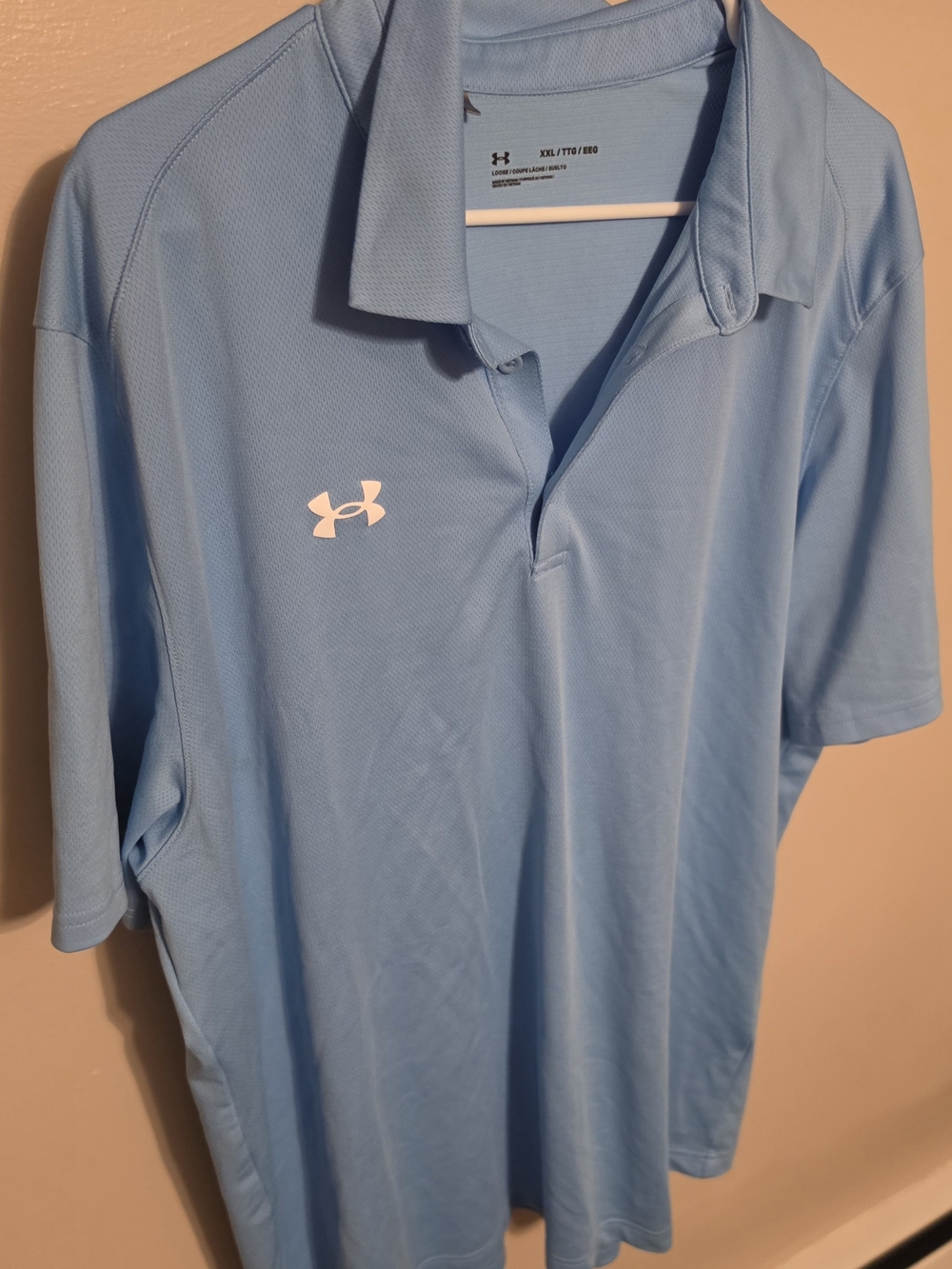Under Armour Men's Sky Blue Performance Polo with White Logo